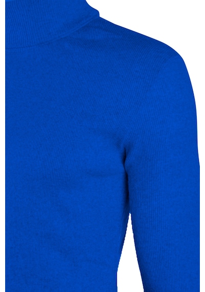 Erkek Sax Mavi Balıkçı Yaka Boğazlı Slim Fit Kazak Sax Mavi