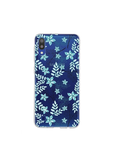 Samsung Galaxy Uyumlu M10 Kapak Floral Su Yeşili Tasarımlı Şeffaf Silikon Kılıf