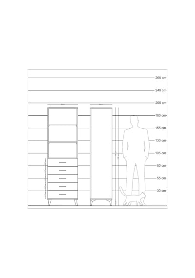 Hyperion Dolap 3 Raflı 5 Çekmeceli 60x44x195 Antrasit-çam Antrasit
