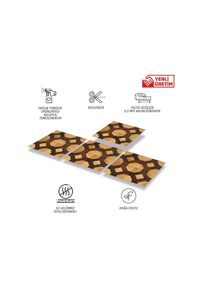 Tink Kendinden Yapışkanlı Ahşap 008 Desenli Pvc Karo 30x30 Cm