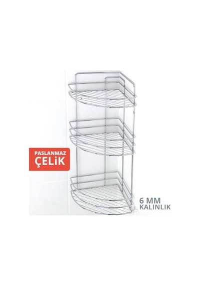 Ece 3 Katlı Paslanmaz Metal Köşelik 55 Cm 1 Adet Çok Renkli