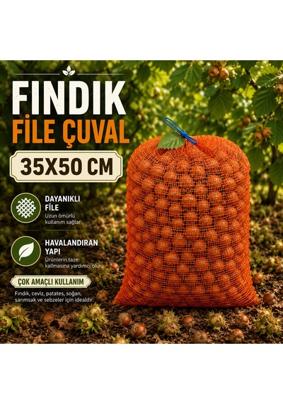35x50 Cm Fındık File Çuval 50 Adet File Çuval Boş Çuval Çok Amaçlı Tarım Ve Meyve Sebze Hasat Filesi