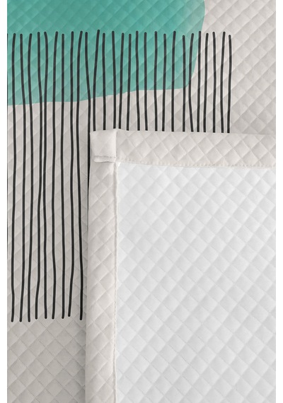 Mint Geometrik Modern Genç Odası Tek Kişilik Pike Takımı - Çizgili Antrasit 160x220 Cm Yatak Örtüsü Killi Anı Işıltısı
