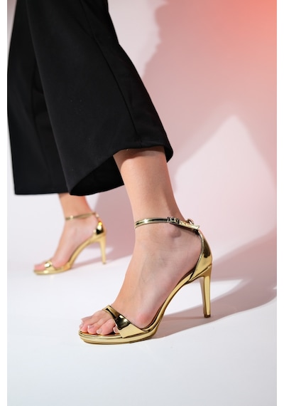 Luvishoes Bern Altın Ayna Kadın Platform Topuklu Abiye Ayakkabı