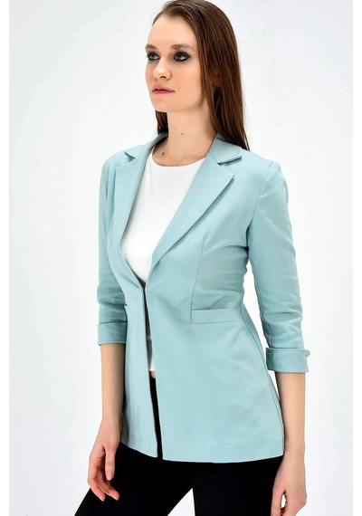 Kapri Truvakar Kol Süs Cepli Kopçalı Ofis Blazer Kumaş Ceket-mint Mint