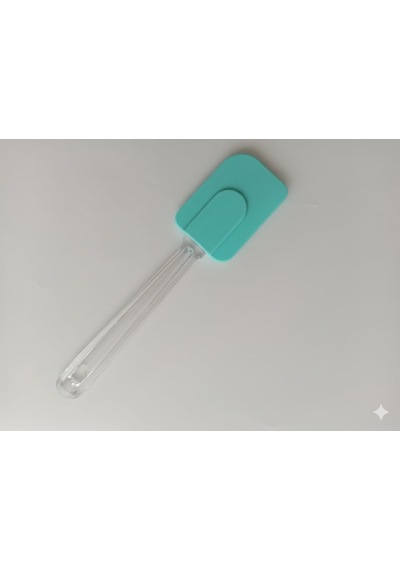 Silikon Spatula, Mutfak Kullanımı İçin Şeffaf Saplı Askılı 2, Turkuaz Genel