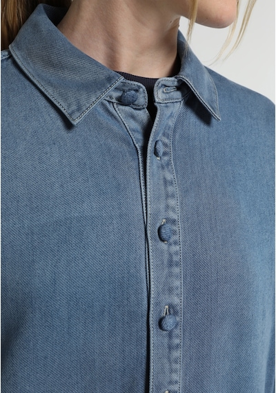 Colin's Colins Oversize Fit Klasik Yaka Düz Kadın Light İndigo Denim Uzun Kol Gömlek Cl1082783 Q1.v1 Dn45184