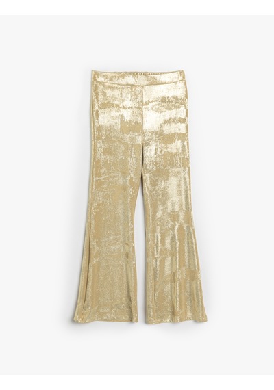 Koton İspanyol Paça Pantolon Beli Lastikli Sarı 5wkg40289ak Sarı