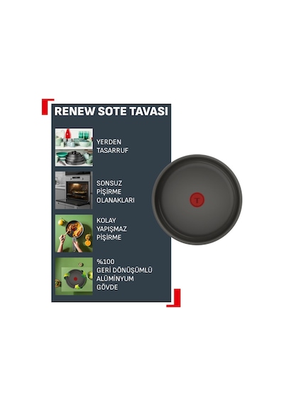 Tefal Renew Ceram Sote Tavası - 24 Cm 001 Siyah
