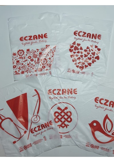 Eczane Hışır Elgeçme Baskılı Beyaz Çanta 20 X 28 Cm