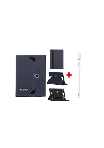 Samsung Active Pro T547 Uyumlu Kılıf Universal Standlı + Dokunmatik Tablet Kalem Stylus Kapaklı Kılıf