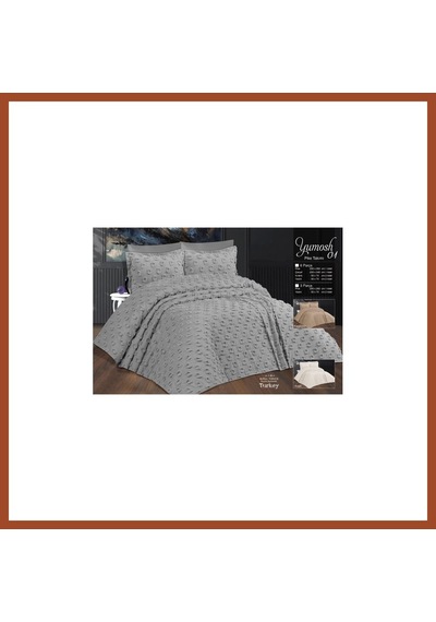 Bezos Çift Kişilik Yatak Örtüsü Gri 6 Parça Yatak Örtüsü Bedspread Pro