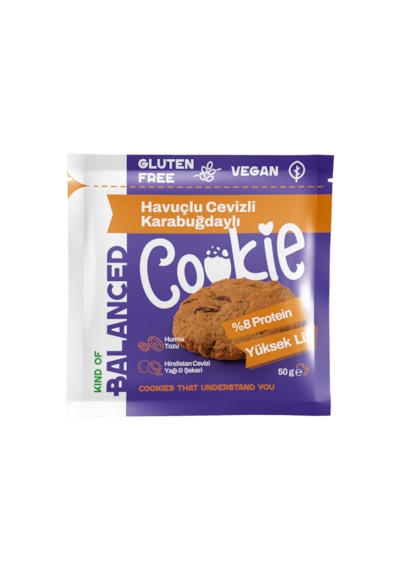 Glütensiz Havuçlu Cevizli Karabuğdaylı Proteinli Cookie 50 Gr