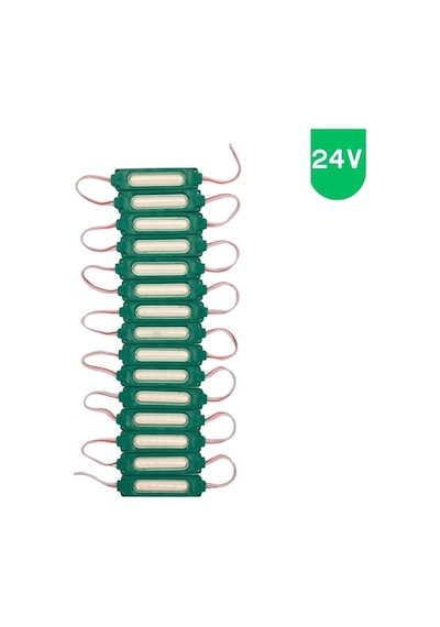 24 Volt 2 Watt Yeşil Cob Led Modül Ip65 10 Adet Modül