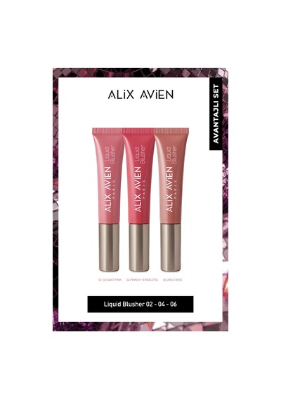 Yoğun Pigmentli E Vitaminli Kadifemsi Mat Bitişli Kremsi 3'lü Likit Allık Seti - Liquid Blusher Set