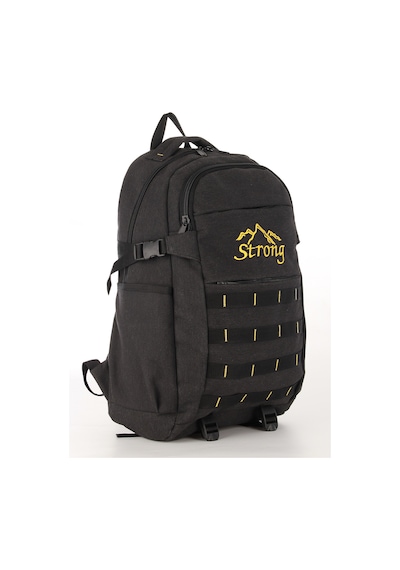 Strong Unisex Kanvas Kumaş Laptop Bölmeli Outdoor Sırt Çantası Dağcı Sırt Çantası Siyah