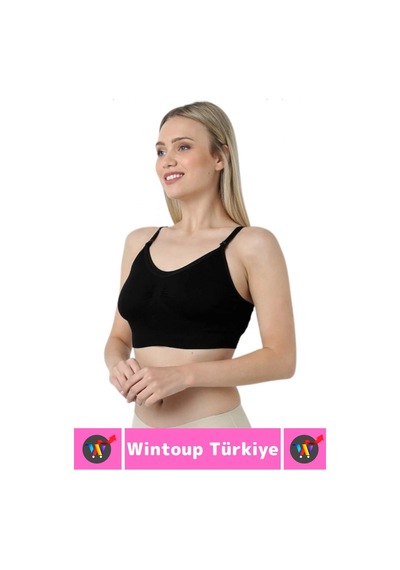 Wintoup Emzirme Sütyeni Klipsli Pamuklu Hamile Lohusa Dikişsiz Balensiz Desteksiz Emzirme Sütyeni 2'li Set Beyaz - Siyah