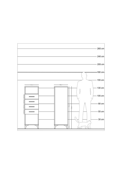 Kronos Dolap Tek Raflı 4 Çekmeceli 44x59x134 Aytaşı-çam Aytası
