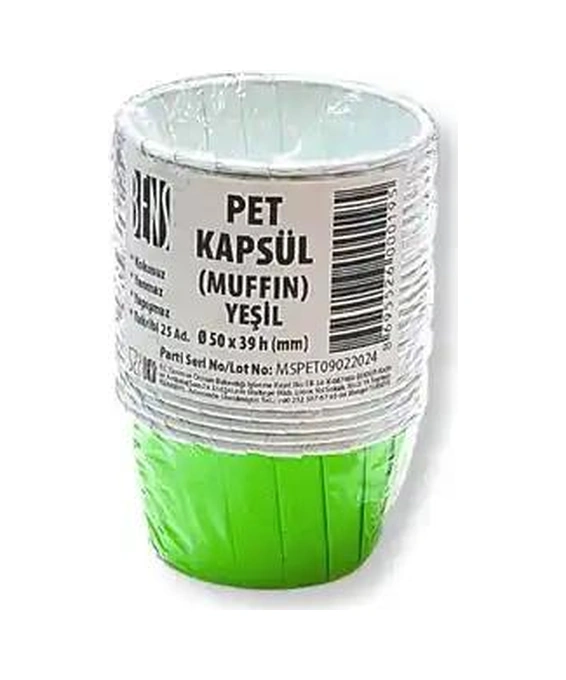 Kek Kağıdı Kapsül Pet Yeşil 25 Li Yeşil