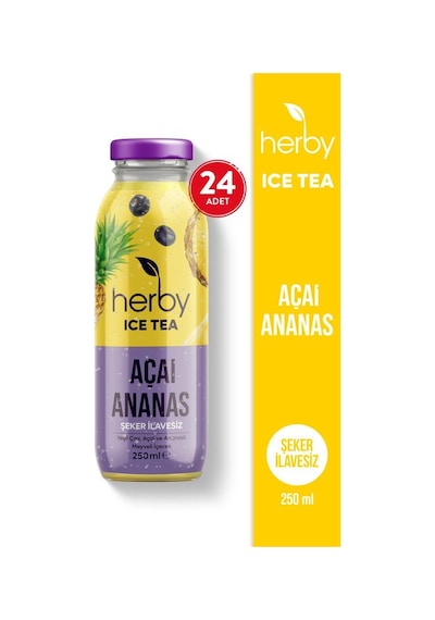 Herby Ice Tea Açai Ananas Soğuk Çay Şeker İlavesiz 24 x 250 ML
