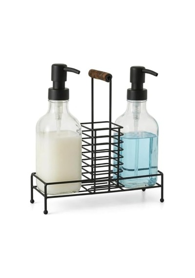 2&apos Li Cam Dispenser Seti Metal Taşıyıcılı Sıvı Sabun & Deterjan Pompa Şişeleri, Endüstriyel Mutfak & Banyo Organizer 000 Açık Krem 2&apos Li Cam Dispenser Seti Metal Taşıyıcılı Sıvı Sabun & Deterjan Pompa Şişeleri, Endüstriyel Mutfak & Banyo Organizer 000 Açık Krem