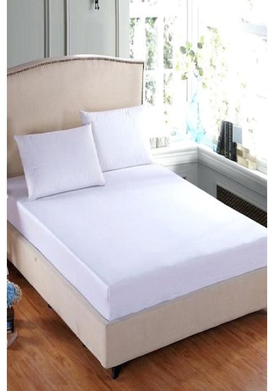 Altın Karma Çift Kişilik İnce Penye Lastikli Çarşaf 150x200 Cm 2 Adet Yastık Kılıflı Beyaz