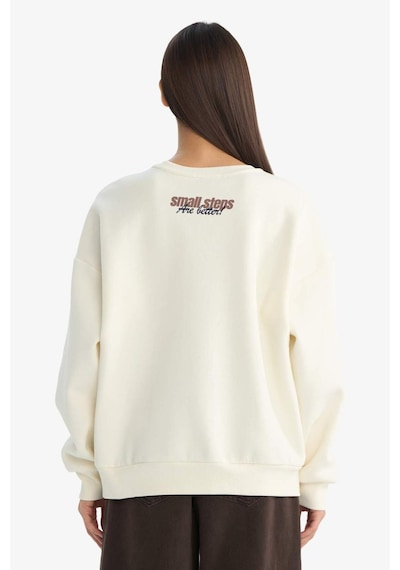 Defacto Coool Oversize Geniş Kalıp Bisiklet Yaka Baskılı Sweatshirt G3886ax25wnwt47 Beyaz-wt47