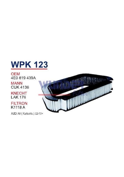 WUNDER WPK123 Polen Filtresi Audi A8 02-10 -