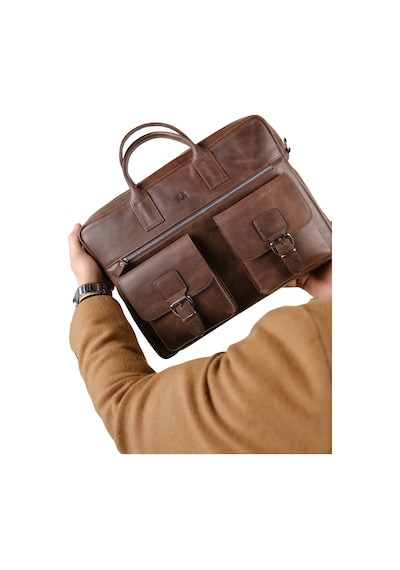 Mft Leather Hakiki Deri Laptop El Çantası Loreen 2230 Tiguan Kahverengi