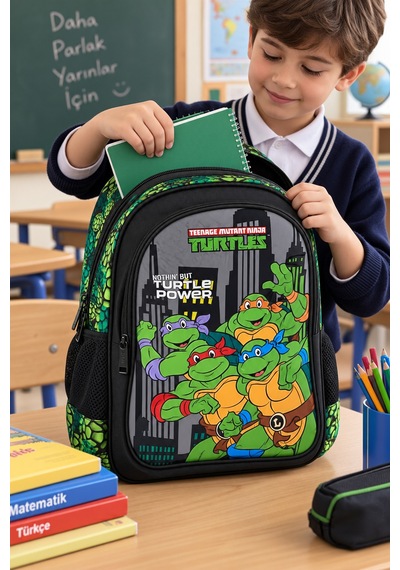 Ninja Kaplumbağalar Turtles Okul Çantası İlkokul Öğrenci Sırt Çantası 40 X 25 X 17 Çok Renkli
