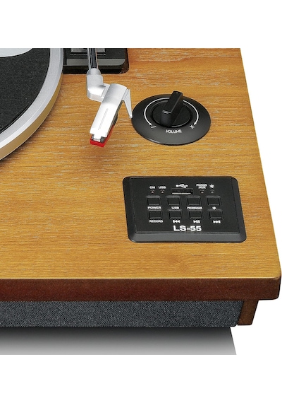 Ls-55 Pikap Entegre Hoparlörlü - Bluetooth Alıcısı - Mp3'ten Doğrudan Kodlama - 2 X 5 Watt Rms - Usb Girişi - Aux - Kahverengi