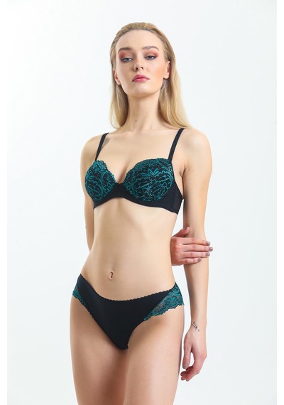 Magic Form Yeşil Siyah Dantelli Push Up Destekli Sütyen - 4816 Yeşil - 512786835 Yeşil
