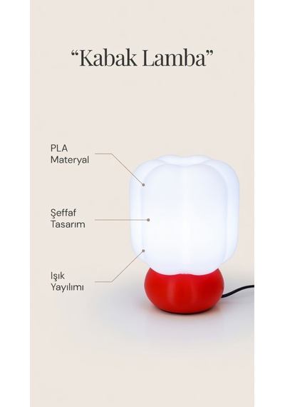 Modern Kabak Tasarım Masa Lambası Dekoratif Gece Lambası Ambiyans Aydınlatma Beyaz Kırmızı