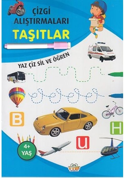 Çizgi Alıştırmaları Taşıtlar Yaz-Çiz-Sil ve Öğren Kalem Hediyel