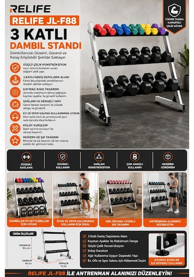 Özel Üretim Çalışma Spor Aleti Fitness Relife Jl-f88 Dambıl Standı