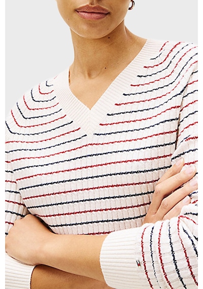Tommy Hilfiger Bayan Kazak Ww0ww46417 0fh Beyaz-lacivert Beyaz-lacivert
