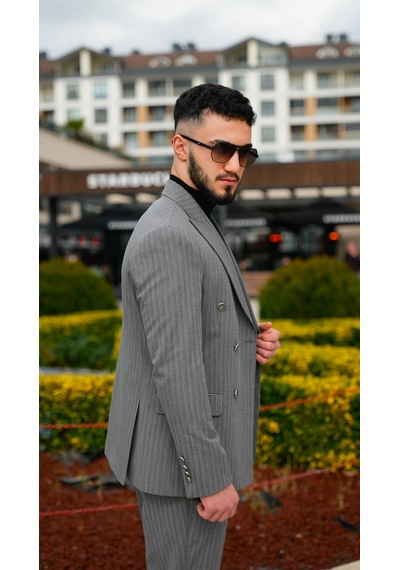 Dupont Classics Dupont Erkek Slim Fit 6 Drop Kruvaze Sivri Yaka Çift Yırtmaç Takım Elbise Gri Dupont Classics Dupont Erkek Slim Fit 6 Drop Kruvaze Sivri Yaka Çift Yırtmaç Takım Elbise Gri