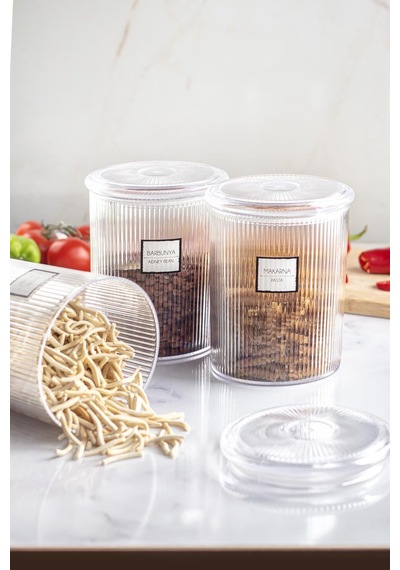 12'li Barok Yuvarlak Büyük Kavanoz Seti & Saklama Kabı & Erzak Kabı 12 2000 Ml Sarı