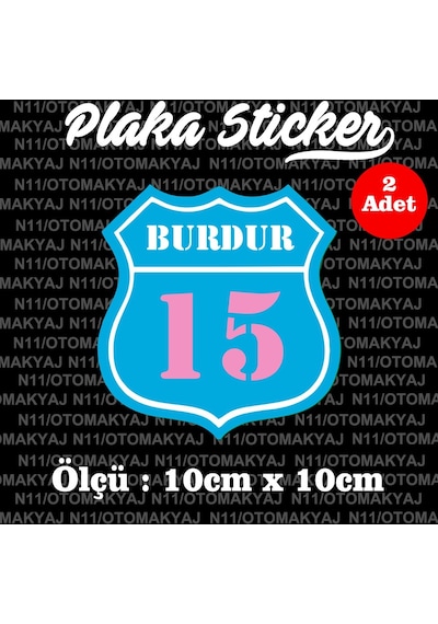 15 Burdur İl Şehir Plaka Sticker Futbol Spor Kulüb