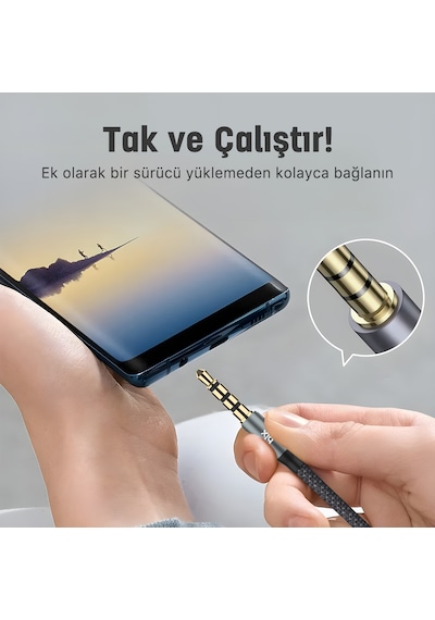 Bix BXAU3C Hi-fi 3.5 Mm Jack Örgülü Aux Ses Kablosu 2 M