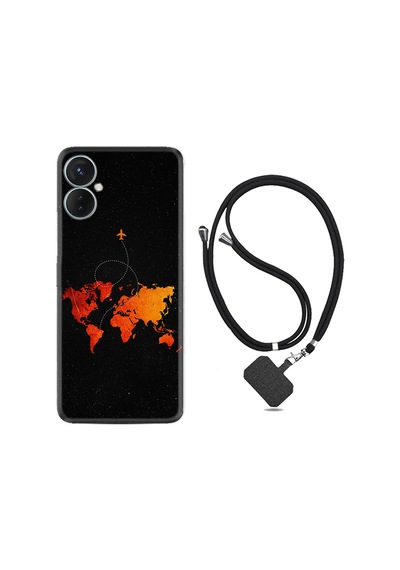 Tecno Spark 9T Kılıf İpli Boyun Askılı Desenli Silikon İz Bırakan Uçak 1778