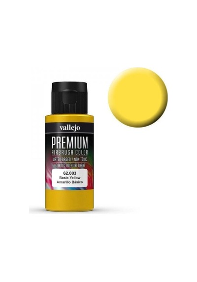 Vallejo 62003 60 Ml. Basic Yellow, Opaque, Premium Rc Color Serisi Model Boyası Renkli