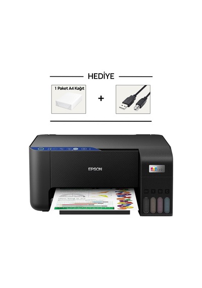 Epson Ecotank L3251 + 1 Paket A4 Kağıt + Yazıcı Kablosu