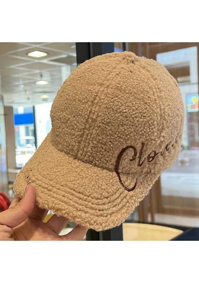Valkyrie Peluş Şapka Kadın Erkek Unisex Kışlık Şapka Cloud Nakışlı Ayarlanabilir Bej Teddy Şapka Kahve Kahverengi