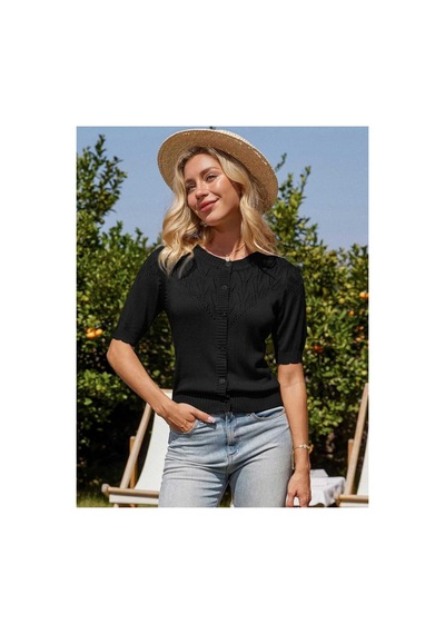 Youknitwear You Wanda %100 Pamuk Triko Hırka Siyah