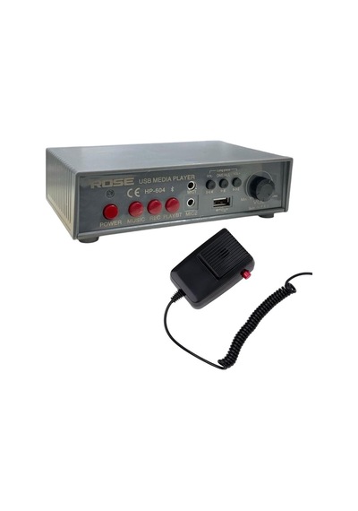 Rose Hp-604 Dc12-24v Pazarcı Anfi Bluetooth+usb+ses Kayıtlı Mayk Mikrofonlu Set