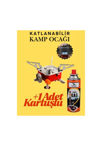 Portatif Kamp Ocağı - Tek Gözlü Manyetolu Piknik Ocağı - Kartuşlu Mini Ocak - Kırmızı +1 Kartuşlu Kırmızı Kırmızı