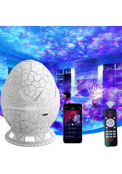 Konyax Çatlak Dinozor Yumurtası Tasarımlı Projektörlü Gece Lambası Bluetooth Özellikli Diğer