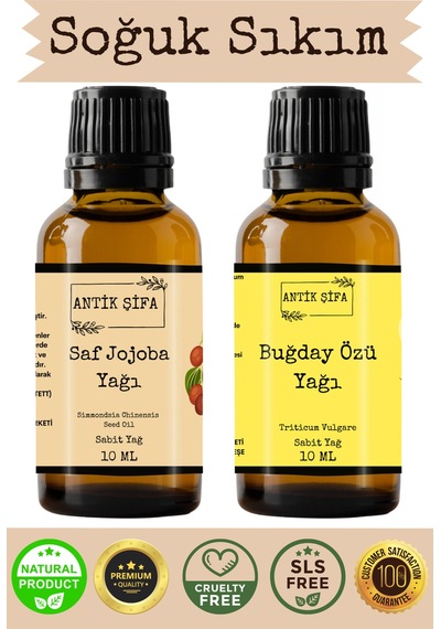 %100 Saf Jojoba Yağı Ve Buğday Yağı 10 Ml + 10 Ml 20 ML