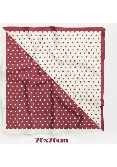 İkilem Puantiye Desen 70 70cm Bandana/fular Bordo